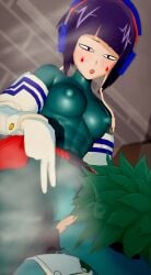 1boy 1boy1girl 1girls 3d eating_pussy head_between_legs head_between_thighs izuku_midoriya izuku_midoriya_(cosplay) izuku_midoriya_(hero_outfit) kyoka_jiro licking_pussy my_hero_academia qxdt