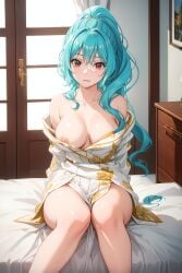 ai_generated anime_style female solo tomoe_(tsuki_ga_michibiku_isekai_douchuu) tsuki_ga_michibiku_isekai_douchuu turquoise_hair