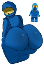 1boy astronaut ballsack benny_(the_lego_movie) big_ass femboy gay lego nervous_smile reference_image solo007_(artist) the_lego_movie thick_thighs white_background yellow_skin