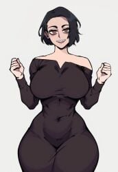 curvaceous_figure huge_breasts itadori_kaori mature_female milf short_hair thick_thighs tight_dress wide_hips