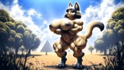 3_toes abs ai_generated animal_crossing ankha_(animal_crossing) anthro anthro_only biceps broad_shoulders bulging_biceps bulging_breasts completely_nude completely_nude_female crossed_arms curvy curvy_figure desert extreme_muscles feline hard_nipples huge_ass huge_breasts looking_at_viewer looking_down_at_viewer medium_hair muscle_tone muscular muscular_anthro muscular_arms muscular_back muscular_female muscular_legs muscular_thighs nai_diffusion nature nintendo outdoors pecs_with_breasts realistic shortstack solo thick_thighs tight_pussy veiny veiny_muscle wide_hips