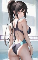 1girls ass ass ass_cleavage back bikini black_bikini black_hair black_hair_female black_one-black_piece_swimsuit black_swimsuit black_swimwear blue_bikini blue_one-blue_piece_swimsuit blue_swimsuit blue_swimwear blurred_background blurry_background blush blush_face blushed_face blushing_at_viewer blushing_face blushing_female breasts brown_eyes brown_eyes_female busty busty_female busty_girl busty_teen butt_crack butt_crack_outline dot_nose elbows female female_focus female_only hair_between_eyes hand_on_leg hand_on_own_leg hand_on_own_thigh hand_on_thigh high_resolution highres hourglass_figure idolmaster idolmaster_shiny_colors indoor indoors large_breasts lean_body lean_figure legs light-skined_female light-skinned light-skinned_female light_skin light_skin_female light_skinned light_skinned_female lips long_hair looking_at_viewer looking_back looking_back_at_viewer marinesnow narrow_waist one-piece_swimsuit ponytail shirase_sakuya shoulders sideboob simple_background slender_body slender_waist slim_girl slim_waist solo standing swimsuit swimwear teen_girl teenage_girl teenager thick_ass thick_thighs thighs thin_waist upper_body white-skinned_female white_skin wide_hips