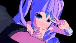 big_butt blowjob blowjob_gesture bunny_ears bunny_girl comadre comrade_karin hand_on_penis no_sound pink_hair tagme twintails video virtual_youtuber vtuber