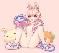 artist_request censored cute hoodie legs_apart legs_spread phase_connect pipkin_pippa showing_breasts showing_off showing_pussy smile virtual_youtuber