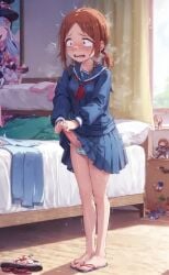 ai_generated body_modification female full_body futanari fuxdess hair kuroiwa_yuuki legs panties scared school_uniform skirt small_breasts tagme transformation