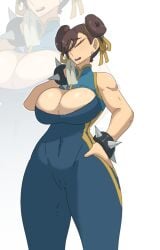 big_breasts bodysuit boob_window cameltoe capcom chun-li cleavage female leedraw11 pussy street_fighter tight_clothing