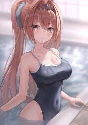 1girls ai_generated animal_ear_fluff animal_ears belly belly_button bikini black_bikini black_one-piece_swimsuit black_swimsuit black_swimwear blurred_background blurry_background blush blush_face blushed_face blushing_at_viewer blushing_face blushing_female breasts brown_eyebrows brown_hair brown_hair_female busty busty_female busty_girl cleavage collarbone crown daiwa_scarlet_(umamusume) day daylight daytime dot_nose dripping_wet elbows eyebrows_visible_through_hair female female_focus female_only fingernails fingers hair_between_eyes high_resolution highres indoor indoors large_breasts lean_body lean_figure light-skined_female light-skinned light-skinned_female light_skin light_skin_female light_skinned light_skinned_female long_hair looking_at_viewer marinesnow narrow_waist navel one-piece_swimsuit partially_submerged partially_submerged_legs ponytail pool poolside purple_eyes purple_eyes_female shoulders sideboob sidelocks slender_body slender_waist slim_girl slim_waist soaked soaked_pussy solo standing submerged_feet submerged_legs swimsuit swimwear thighs thin_waist umamusume upper_body v-line wet wet_belly wet_bikini wet_body wet_breasts wet_face wet_hair wet_legs wet_pussy wet_skin wet_thighs white-skinned_female white_skin wide_hips