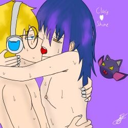 blockman_go blockmango glasses horny_female hugging kissing_while_penetrated naked sitting_on_penis sucking tagme violet_hair yellow_hair