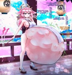 1girls breasts digestion female female_pred genshin_impact half-dressed hi_res pred purple_eyes same_size_vore squirming teasing the_aya vore vore_belly vore_warning yae_miko