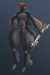 affront aircraft andromorph eyeless featureless_chest genitals gradient_background hi_res holding_object huge_hips huge_thighs hyper hyper_hips hyper_thighs intersex living_aircraft living_machine living_vehicle machine missile mq-28_ghost_bat pussy signature simple_background solo thick_thighs vehicle wide_hips