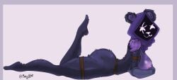 1girls bear_ears big_ass big_breasts bodysuit fortnite fortnite:_battle_royale full_body fur huge_ass huge_breasts legs legs_up matoiwolf naked naked_female nipples purple_body purple_nipples raven_team_leader simple_background smiling smiling_at_viewer solo solo_female solo_focus suggestive_look suggestive_pose suggestive_posing suit wide_hips