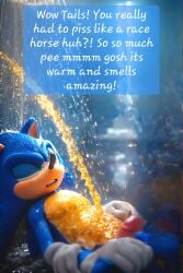 ai_generated anthro comic comic_page golden_shower peeing peeing_on_another piss_soaked sonic_(series) sonic_the_hedgehog tails tails_the_fox