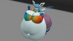 bbw big_breasts breasts cleavage eeveelution glaceon huge_breasts kingofthekabuto overweight pokemon pokemon_(species) queenofthekabuto thick_thighs wide_hips