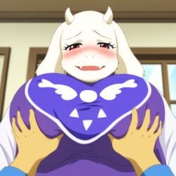 ai_generated dupi female fondling fondling_breast frisk frisk_(undertale) incest toriel undertale undertale_(series)