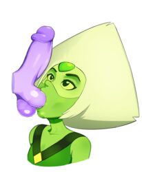 amethyst_(steven_universe) ball_sucking blonde_hair close-up digitalkaiju disembodied_penis erection futa_on_female futanari goggles green_skin oral penis peridot_(steven_universe) portrait purple_penis steven_universe sucking_testicles white_background