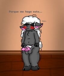 absurd_res blush bovid caprine closed_eyes folil folil_(folilbits) hi_res hooves male mammal nervous nude scar shaking sheep solo tail text translation_check translation_request whimpering wool_(disambiguation) wool_hair