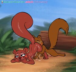 2025 anthro arthur_pendragon ass ass_up bodily_fluids brown_body brown_fur cunnilingus disney dripping duo female fluffy fluffy_tail fur genital_fluids genitals hazel_(sword_in_the_stone) hi_res male male/female mammal nude nude_anthro nude_female nude_male oral outside penis plant pussy pussy_juice_drip red_body red_fur rodent sciurid sex shrub soulcentinel squirrel sweat sweatdrop tail the_sword_in_the_stone tree_squirrel vaginal vaginal_fluids vaginal_penetration