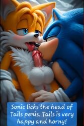 ai_generated erect_penis erection licking licking_penis sex sleepover sonic_the_hedgehog tails tails tails_the_fox