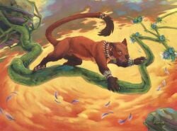 animal_genitalia black_nose brown_body brown_fur claws dipstick_tail ear_piercing ear_ring euplerid feral fossa fully_sheathed fur genitals gloves_(marking) jewelry leg_markings male mammal markings necklace piercing ring_piercing scale_(artist) sheath socks_(marking) solo tail tail_markings whiskers yellow_eyes