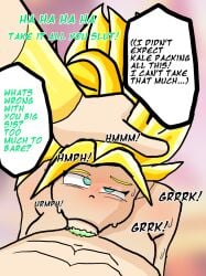 1futa 1girls ahe_gao ahe_gao ahegao_face begging big_sister blonde_hair blowjob blowjob_face blush blush caulifla dragon_ball dragon_ball_super fellatio forced forced_oral futa_on_female futanari head_grab head_grabbing kale kale_(berserker) kingdagon muffled muffled_moaning oral_penetration oral_sex saiyan saiyan_girl step_sister sucking_penis