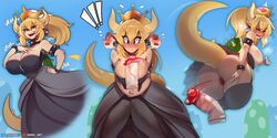 after_sex ass big_ass big_breasts blush bowsette breasts cleavage erection female gaping gaping_pussy genderswap kanel large_breasts male mario_(series) new_super_mario_bros._u_deluxe nintendo penis pussy straight thighhighs