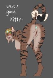 aetherial_crown anal anal_sex anthro ass astyr bent_over blush brown_body brown_fur buttplug buttplug_in_ass buttplug_insertion countershading dialogue digitigrade dreadlocks duo edati felid feline female fur gem green_eyes grey_background hand_on_tail hi_res holding_tail holding_tail_up human jewel_buttplug khajiit lkuita_(normalmoniker) male male/female mammal microsoft nude object_in_ass penetration plug_(sex_toy) plug_insertion sex_toy sex_toy_in_ass sex_toy_insertion simple_background striped_body striped_fur stripes tail the_elder_scrolls