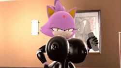 3d animated big_breasts blaze_the_cat breast_expansion felid feline female huge_breasts solo sonic_(series) tagme waweegee