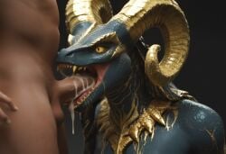 ai_generated anthro anthropomorphic beautiful big_breasts blowjob cum_in_mouth cum_on_face cumming cumshot deepthroat draconic dragon dragon_girl female female_focus gold gold_eyes in_heat kulve_taroth large_breasts loving_gaze loving_look monster monster_girl monster_hunter monster_hunter_world oral oral_insertion oral_penetration oral_sex scalie scalie_female scalie_humanoid seductive seductive_gaze seductive_look seductive_smile sexy sexy_body sexy_pose sucking_penis swallowing swallowing_cum swallowing_penis voluptuous