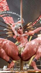 3d arms_above_head arms_up ass ass_focus blender blender3d blender_(artwork) blender_(software) blender_cycles blizzard_entertainment blonde_hair blue_eyes booty breasts female mercy micro_bikini microkini money one_leg_up overwatch overwatch_2 particle_hair sideboob spread_legs stripper stripper_pole swursterotic