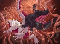 anal anal_sex balls claws creepy_gun duo egg egg_implantation from_behind_position genitals godzilla godzilla_(series) hi_res kaiju male male/male oral oral_penetration oviposition penetration sex tentacle tentacle_in_mouth tentacle_penetration toho