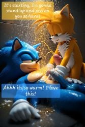 ai_generated comic comic_page golden_shower peeing sonic_the_hedgehog tails_the_fox urine