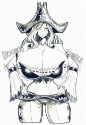 ai_generated bounce bouncing_breasts breasts_bigger_than_head cleavage clothed clothed_female exposed_midriff gigantic_breasts hands_on_hips hourglass_figure huge_breasts jiggle league_of_legends league_of_legends:_wild_rift long_hair looking_at_viewer massive_breasts miss_fortune pirate pirate_hat revealing_clothes round_breasts sarah_fortune spacezin_(ai_style) wide_hips