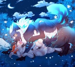 animal_genitalia aura balls balls_fondling belly big_balls big_belly bodily_fluids canid canine canis cloud crevettpudel cum doggy_style dragon duo ejaculation fangs female feral feral_on_feral field flower fluffy fluffy_tail fondling from_behind_position fuzzy fuzzy_balls genital_fluids genitals grass horn kissing knot knotting licking light male male/female mammal mirai mirai_toshiro moon moonlight mythological_creature mythological_scalie mythology night plant pregnant pregnant_female pregnant_feral pregnant_sex purple_eyes rexxy_(pipinosgr) scalie scar sex sheath size_difference tail teeth tongue tree wings wolf yellow_eyes