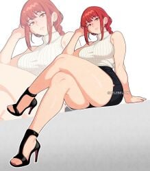 1girls ass big_ass big_breasts big_butt blush blushing bottom_heavy braid braided_hair braided_ponytail bubble_butt caked_up celebelian chainsaw_man crossed_legs down_angle down_view earrings fat_ass female female_focus female_only heels high_heels huge_ass light-skinned_female light_skin long_hair looking_at_viewer makima_(chainsaw_man) miniskirt mole_on_thigh orange_eyes pawg ponytail red_hair round_ass sexy sexy_pose simple_background skirt solo solo_female solo_focus sweater thick_thighs thunder_thighs tight_clothing turtleneck turtleneck_sweater voluptuous voluptuous_female white_background wide_hips