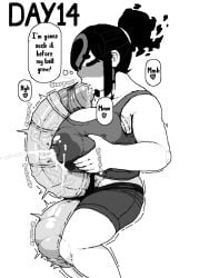 bending_backwards bigger_breasts black_hair blush cock_belt crop_top lactating lactating_through_clothing lactation lactation_through_clothes muffled_moan no_nut_november penis_bend pleasured ponytail precum precum_drip precum_in_mouth precumming shorts slosh sloshing_balls slurp slurping squish squishing_breasts sucking_tip t-boy throbbing throbbing_balls throbbing_penis tremble_spikes trembling twitching twitching_balls twitching_penis yoganotorabaka yuuko_(t-boy)