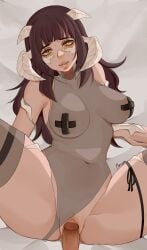 au_ra bottomless female final_fantasy_xiv imminent_sex leotard mireysh pasties