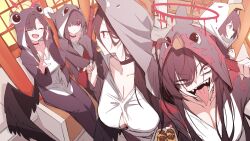 5girls big_breasts blue_archive breasts eating female food halo hasumi_(blue_archive) high_resolution highres ichika_(blue_archive) justice_task_force_(blue_archive) justice_task_force_member_(blue_archive) long_hair mashiro_(blue_archive) mmhomm multiple_girls tongue tongue_out trinity_general_school_student trinity_student_(blue_archive) tsurugi_(blue_archive) video_game_character wings