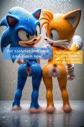ai_generated anus anus_focus anus_peek butt_focus cleaning comic comic_page showering sonic_the_hedgehog tails_the_fox