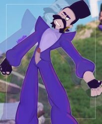 1boy artist_name balthazar_bratt black_hair clothed cock despicable_me despicable_me_3 erection ibispaintx littlelilith male male_only penis screencap_background smile solo villain violet_clothing