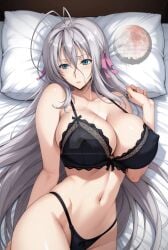 ai_generated deviantart gothmommy69 high_school_dxd huge_breasts large_breasts lingerie milf rossweisse teacher watermark white_hair
