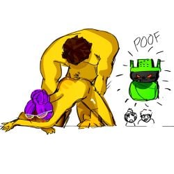 1boy 1girls 1x1x1x1 ambiguous_penetration bent_over brighteyes brown_hair deep_penetration duo female isszy male nude onomatopoeia pink_hair roblox roblox_game robloxian self_upload sex shedletsky silly straight tagme yellow_skin