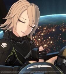 1boy1girl 3d 3d_animation anna_anon blonde_hair breastplate cape duo earth gloved_handjob gloves handjob helldiver_(helldivers) helldivers helldivers_2 highres koikatsu_(medium) longer_than_10_seconds loop male_pov military_uniform no_sound pauldrons penis penis_out pov shorter_than_30_seconds smile space straight video