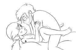 1boy 1girls adult_marco aged_up area_(artist) beard bed breasts canon_couple eyebrows_visible_through_hair eyes_visible_through_hair looking_at_another marco_diaz missionary naked nipples nude on_bed open_mouth ponytail romantic spread_legs star_butterfly star_vs_the_forces_of_evil tattoo