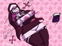 alternate_version_available ass big_breasts big_butt big_thighs breasts clovedex_(artist) eraser female friday_night_funkin high_socks nipples nude nun nun_habit nun_outfit partially_clothed pussy sarvente_(dokki.doodlez) sarvente_(friday_night_funkin) socks