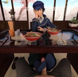 feet foot_fetish footjob persona persona_4 shirogane_naoto socks under_the_table