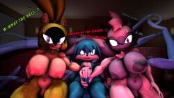 1boy 2girls 3d angry big_breasts handjob imminent_sex kitsunami_the_fennec nervous realbibbel smaller_male sonic_(series) sonic_the_hedgehog_(series) source_filmmaker surge_the_tenrec tagme tangle_the_lemur tentacle tentacle text