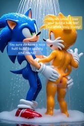 ai_generated best_friends bubble_butt buttocks comic comic_page hands_on_ass showering showering_together sonic_the_hedgehog tails tails tails_the_fox
