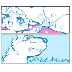 2020 absurd_res after_sex animal_genitalia animal_penis blue_background blush bodily_fluids bovid breath canid canine canine_genitalia canine_penis canis caprine comic cum cum_in_pussy cum_inside cum_on_belly cum_on_body cum_on_penis cum_string duo female feral gabu genital_fluids genitals goat grass hi_res humanoid_genitalia humanoid_pussy lying male male/female mammal mei_(one_stormy_night) monochrome on_back one_stormy_night one_stormy_night:secret_friends oposa penis pink_background plant pussy simple_background smile spread_legs spreading steam sweat tears wolf