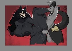 absurd_res anthro areola big_breasts black_areola black_body black_fur black_hair black_nipples black_pussy black_sclera black_tongue bodily_fluids bone breasts curvy_figure detailed dewott digital_drawing_(artwork) digital_media_(artwork) duo erection eye_contact female fur generation_5_pokemon genital_fluids genitals grey_body grey_fur hair hi_res huge_breasts humanoid_genitalia humanoid_penis interspecies larger_female leg_glider_position long_tongue looking_at_another lying mal0 mal0_(species) male male/female malo nintendo nipples nude on_side penetration penile penile_penetration penis penis_in_pussy pokemon pokemon_(species) pussy raised_leg rodd.y scp-1471-a scp_foundation sex size_difference skull skull_head slightly_chubby slightly_chubby_anthro slightly_chubby_female thick_thighs tongue vaginal_fluids vaginal_penetration vaginal_penetration white_eyes wide_hips