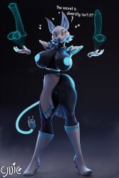 2025 3d_(artwork) animal_dildo animal_sex_toy anthro areola artist_name ass balls big_breasts black_body blender_(artwork) blender_cycles blue_hair blush breasts cjuice clothed clothing colored darkner deltarune dialogue digital_media_(artwork) dildo english_text equine_dildo felid feline female floating_hands genitals hair heart_symbol hi_res hologram huge_breasts looking_at_viewer mammal nipples nude pussy sex_toy simple_background smile solo tail tasque_manager text thick_thighs tongue undertale_(series) wide_hips